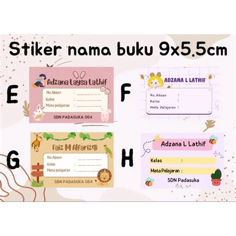 Pcs Stiker Nama Buku Pelajaran Stiker Nama Buku Sekolah Stiker Nama