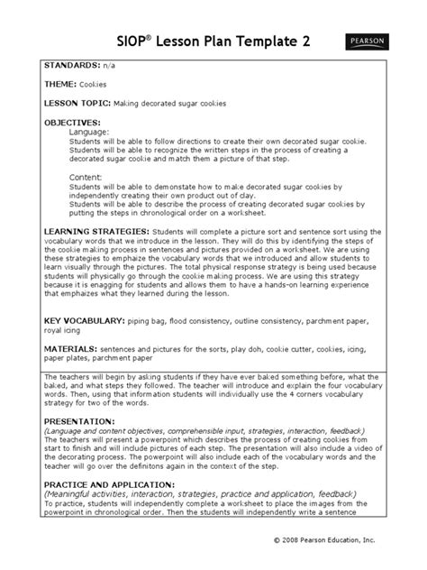 Siop Lesson Plan Template2 Descargar Gratis Pdf Teaching Learning