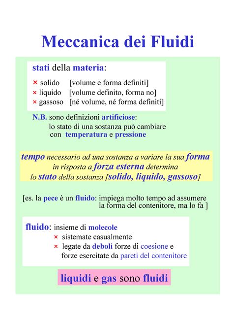 Fluidi Meccanica Dei Fluidi Stati Della Materia R Solido Volume E