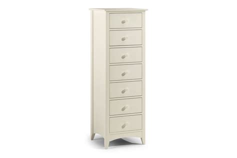 White 7 Drawer Narrow Chest Shaker Style Cameo Stone