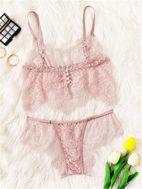 Shein Eyelash Lace Sheer Lingerie Set Lace Lingerie Set Lingerie