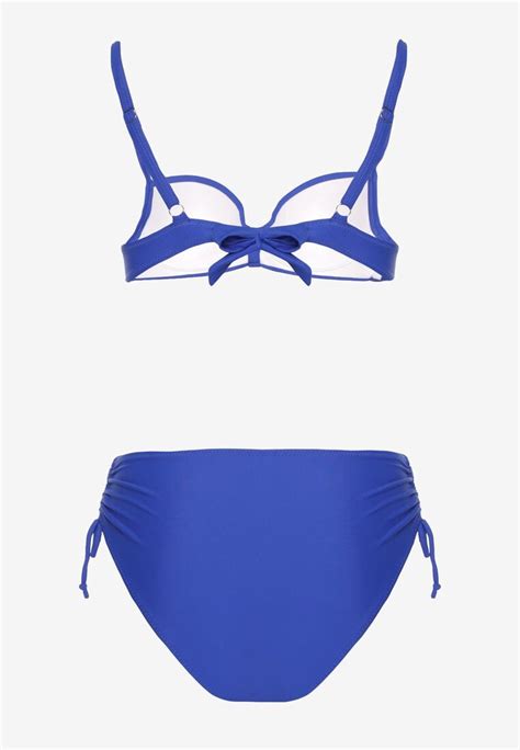 Niebieskie Bikini Majtki Typu Figi I Biustonosz Z Metalicznymi Ozdobami Kinasara Renee