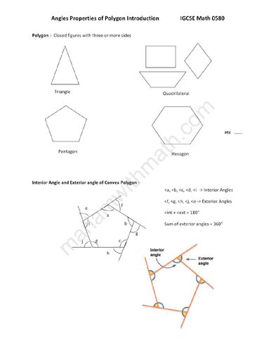 Regular And Irregular Polygon Igcse Mathematics 0580 Past Papers Worksheet Teaching Resources