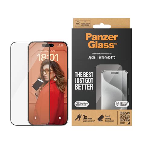 PanzerGlass iPhone 15 Pro Skärmskydd med installationsram Ultra Wide