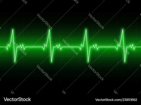 Heartbeats Cardiogram Ekg Heart Line Green Vector Image