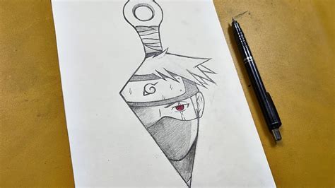 Naruto Art How To Draw Kakashi In Kunai Step By Step YouTube