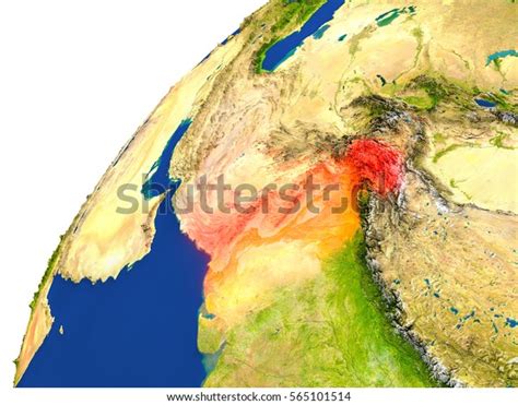 Pakistan Highlighted Red Seen Earths Orbit Stock Illustration