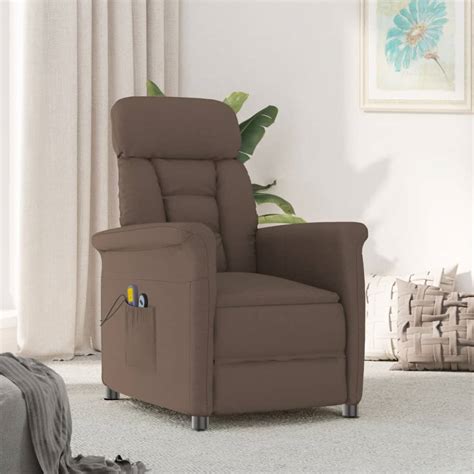 vidaXL Fauteuil inclinable électrique massage Marron Similicuir daim