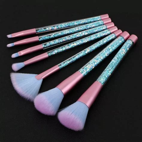 Bbl 7pcs Makeup Brush Set Pretty Gradient Holographic Holo Glitter