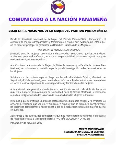 Radio Panamá on Twitter La Secretaría Nacional de la Mujer del