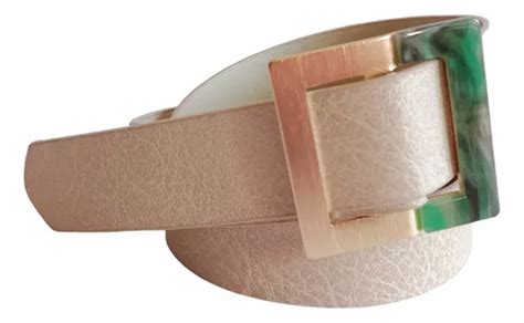 Cinto Cinturón Eco Cuero Nude Beige Hebilla Dos Colores Cuotas