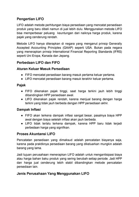 Pengertian Dan Perbedaan Metode Fifo Lifo Pengertian Lifo Lifo Adalah Metode Perhitungan Biaya