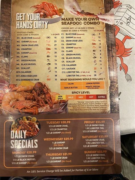 Carta Del Restaurante The Mighty Crab Texarkana Texarkana