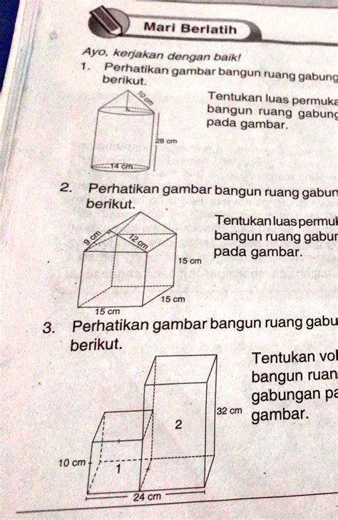 SOLVED 1 Tentukan Luas Permukaan Bangun Ruang Gabungan Pada Gambar2