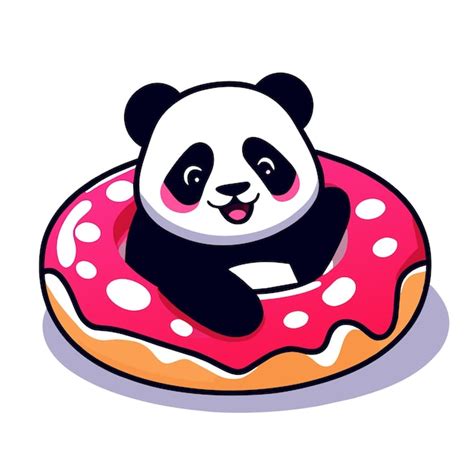 Lindo Oso Panda Dibujado A Mano Plano Elegante Mascota Personaje De