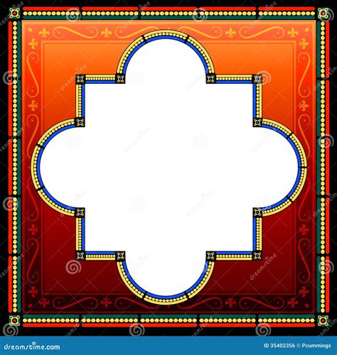 Fancy Medieval Style Frame With Decorative Borders Stock Illustration