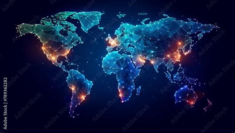 A Digital World Map With Glowing Network Connections Symbolizing