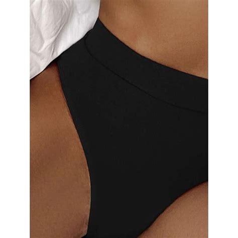 SHEIN Czarny teksturowany strój bikini L SUPELO