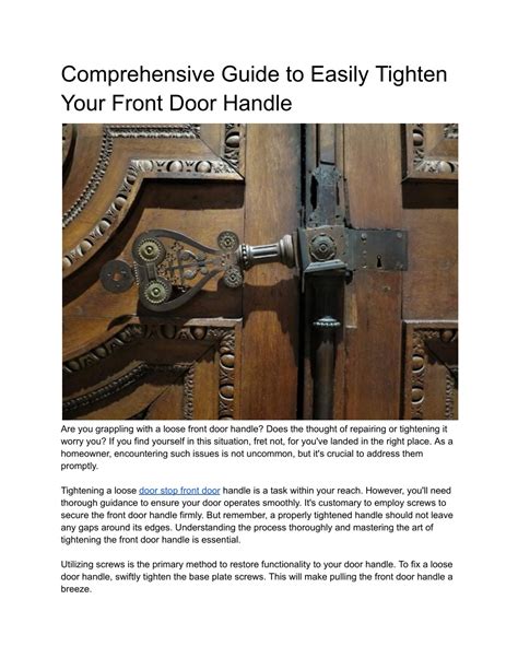 PPT Guide To Easily Tighten Your Front Door Handle PowerPoint