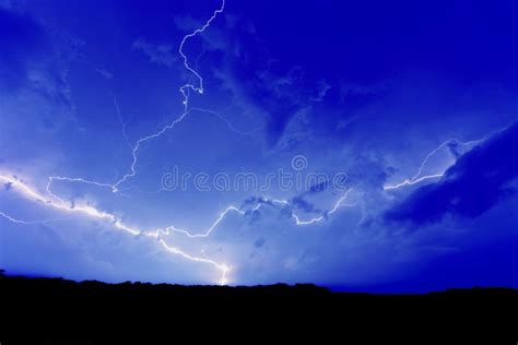 Blue Sky Lightning Strike Stock Image Image Of Lightning 15526757