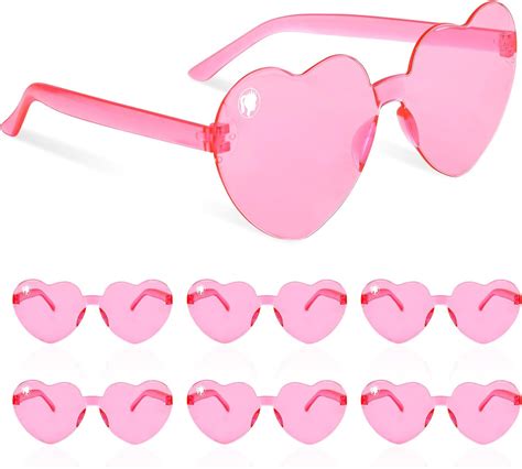 Smaodsgn 6 Pack Hot Pink Heart Shaped Sunglasses Pink Party Favors Bachelorette