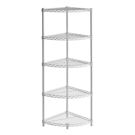 Muscle Rack 5 Tier Corner Steel Wire Shelving Unit In White 14 In W X 47 In H X 14 In D