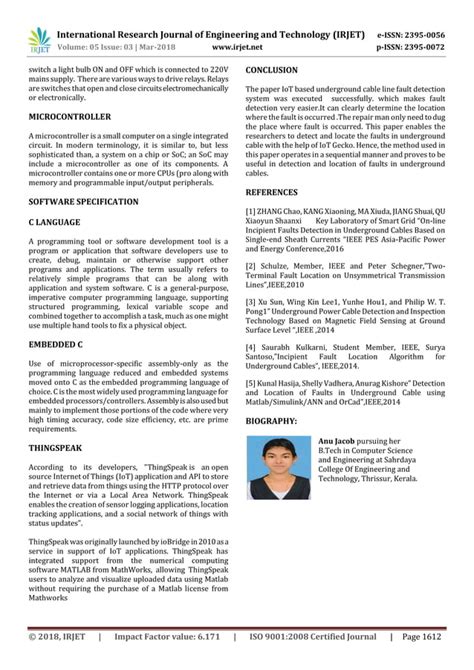 IRJET Iot Based Underground Cable Line Fault Detection PDF