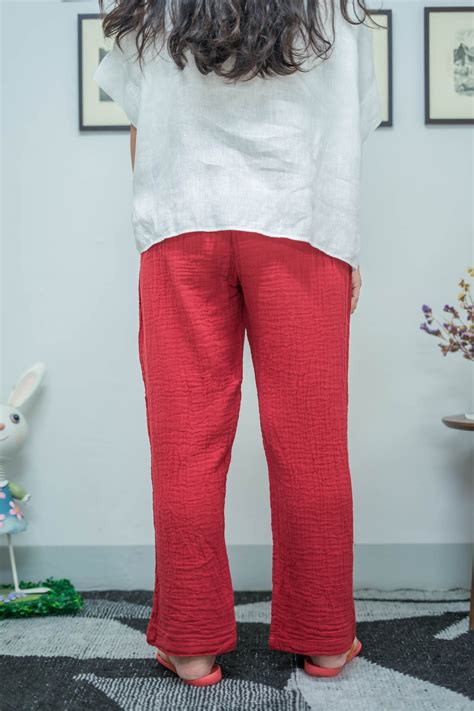 Double Gauze Ladies Pants Crinkle Cotton Trousers With Etsy