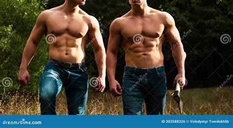 Eotic Man Strong Men Showing His Perfect Naked Body Bare Torso