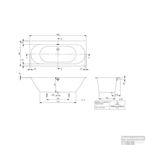 Ligbad Villeroy Boch Oberon Duobad Quaryl X Cm Met Poten