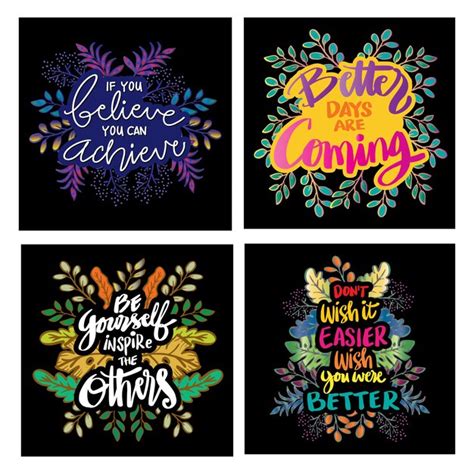 Premium Vector Set Of Quote About Life Hand Lettering With Floral