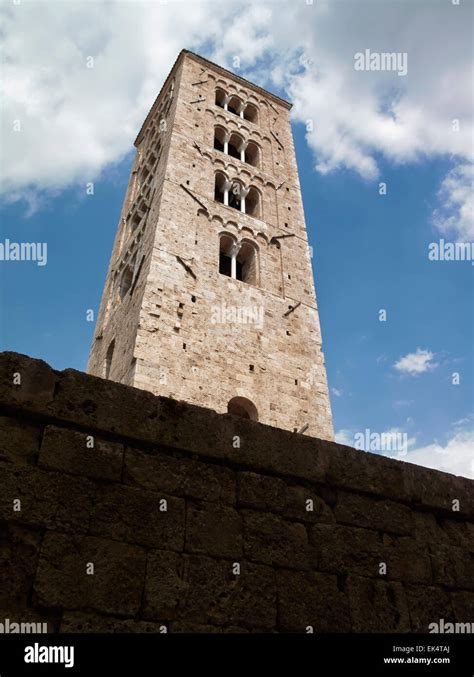 Italy, Anagni (Frosinone Province), medieval St. Mary Cathedral bell tower (1104 a.C Stock Photo ...