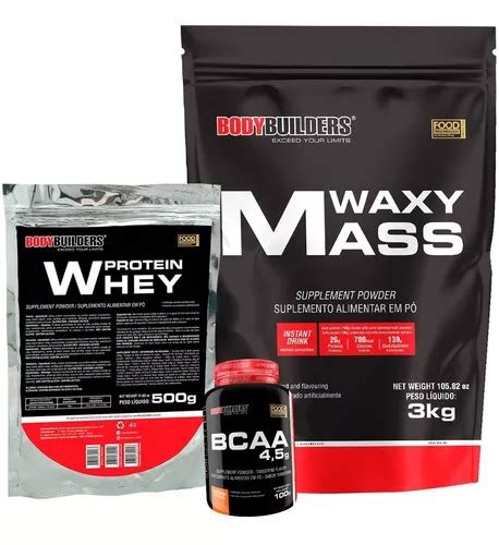 Kit Hipercal Rico Waxy Mass Kg Whey Protein G Bcaa Sabor