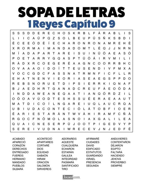 Sopa de Letras 1 Reyes Capítulo 9 Sopa de letras Lecciones de la