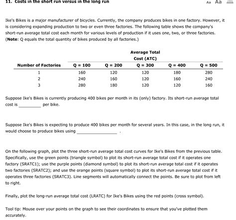 Solved 11 Costs In The Short Run Versus In The Long Run Aa Chegg