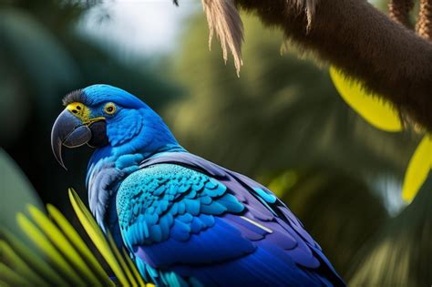 Colorido de guacamayo sentado en el árbol Foto Premium