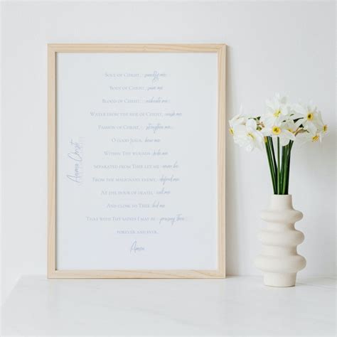 anima christi prayer card catholic wall art soul  christ christian