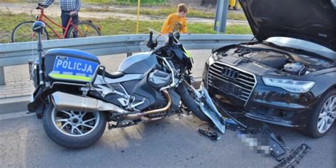 Wypadek z udziałem motocykli policji ZDJĘCIA Kościan112