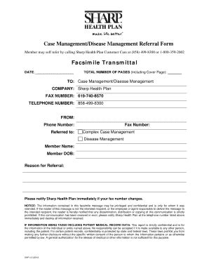 Fillable Online Case Management Disease Management Referral Form Fax