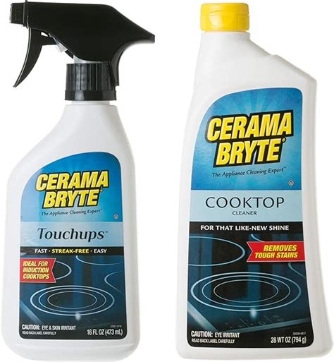 Cerama Bryte Glass Ceramic Cooktop Cleaning Combo Cooktop Cleaner 28 Oz With Touchups Spray