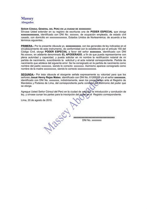 Modelo De Minuta De Poder Consular Pdf