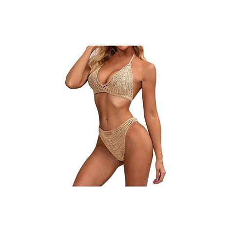 Modaworld Top All Uncinetto Con Costume Da Bagno Bikini Due Pezzi