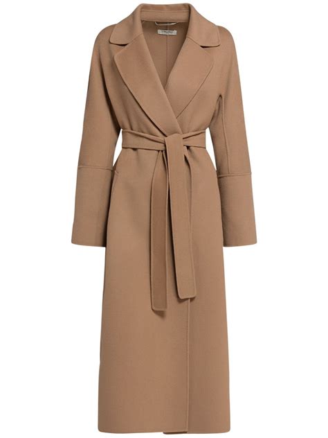 S Max Mara Elisa Double Wool Wrap Long Coat In Camel Modesens