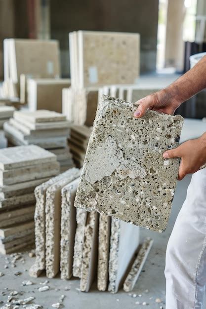 architect examining ecofriendly building materials holding samples