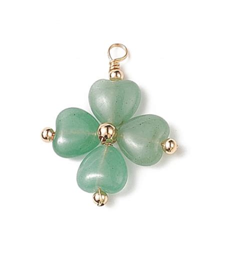 Pendentif trèfle en jade vert clair