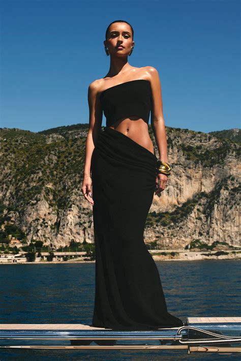 Jasiel Strapless Knit Maxi Dress - Black & MESHKI US
