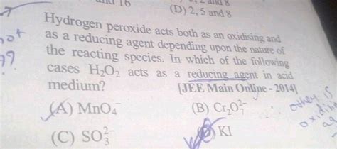 Hydrogen Peroxide Acts Both As An Oxidising And As A Reducing Agent