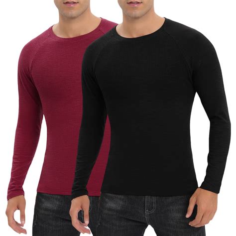 Muscle Shirts For Men Pack Long Sleeve Crew Neck Stretch T Shirts