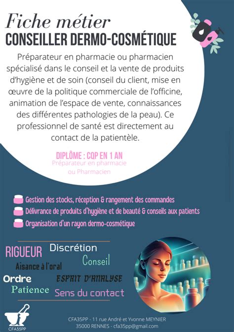 Fiche Métier Conseiller en Dermo Cosmétique Pharmaceutique CFA35PP