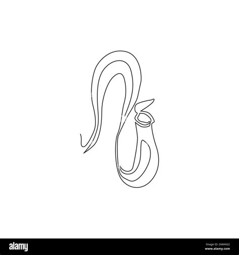 Single One Line Drawing Beauty Fresh Nepenthes For Garden Logo